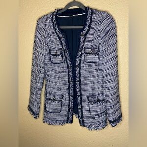 White House Black Market Navy Tweed Blazer